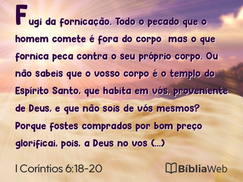 I Coríntios 6:18-20 em imagem para compartilhar