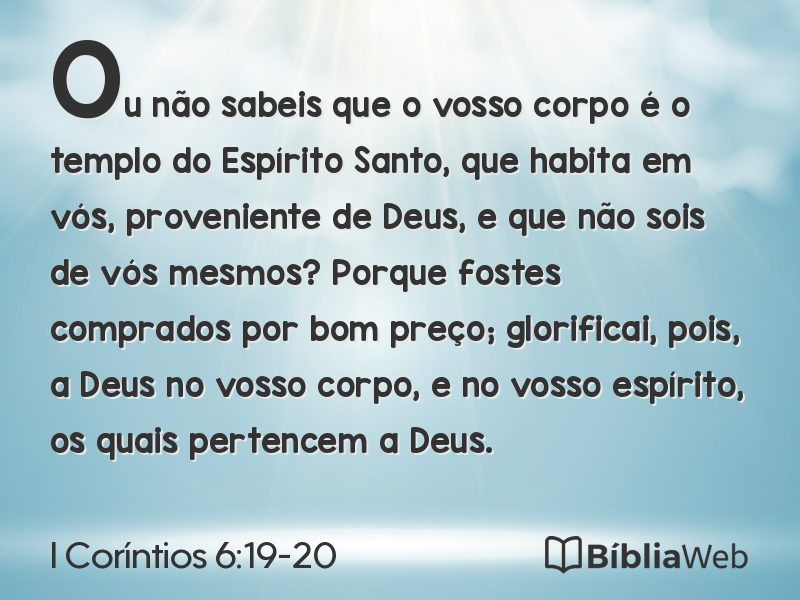 I Coríntios 6:19-20 em imagem para compartilhar