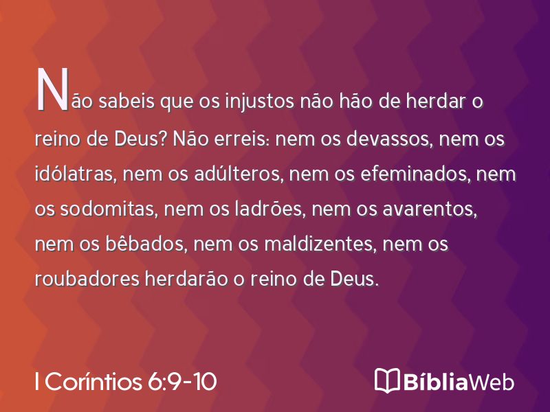 I Coríntios 6:9-10 em imagem para compartilhar