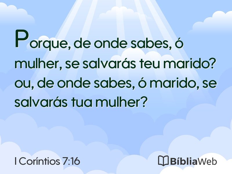 I Coríntios 7:16 em imagem para compartilhar