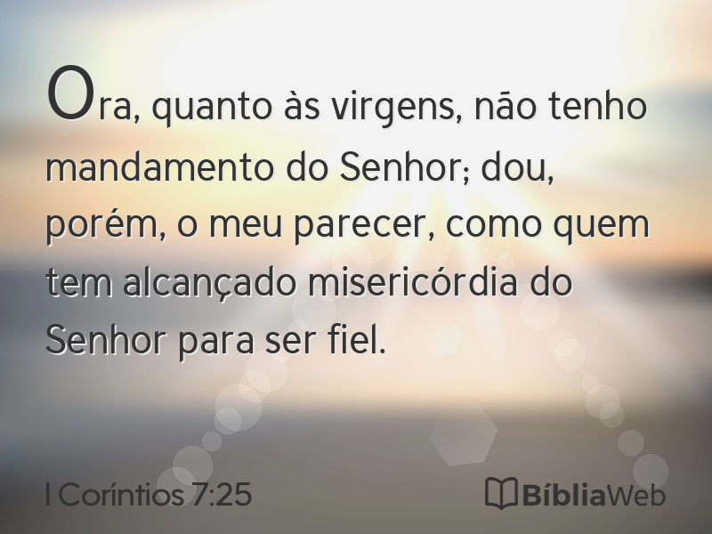 I Coríntios 7:25 em imagem para compartilhar