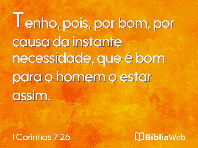 I Coríntios 7:26 em imagem para compartilhar