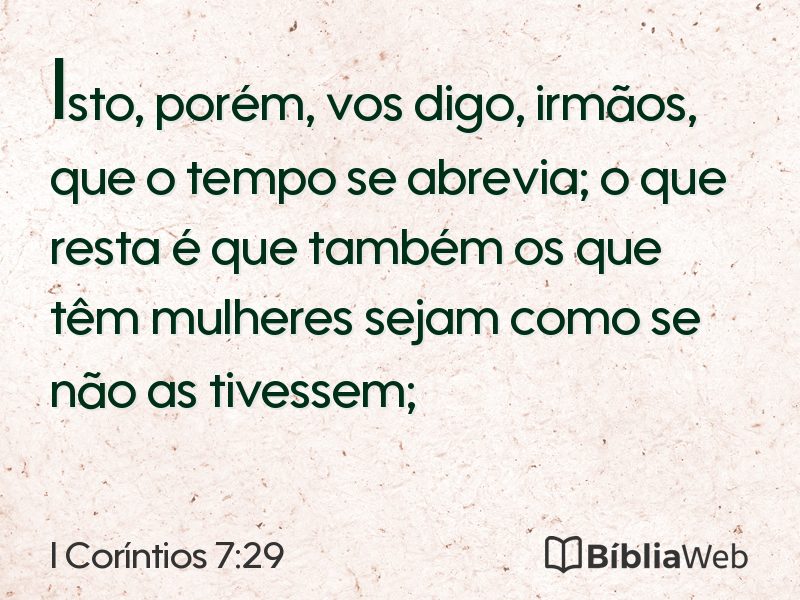I Coríntios 7:29 em imagem para compartilhar