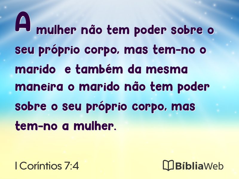 I Coríntios 7:4 em imagem para compartilhar