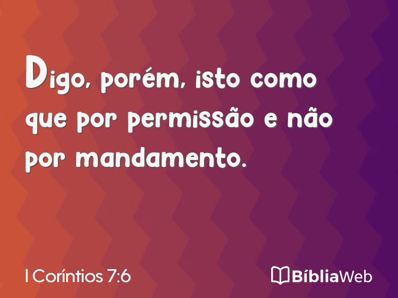 I Coríntios 7:6 em imagem para compartilhar