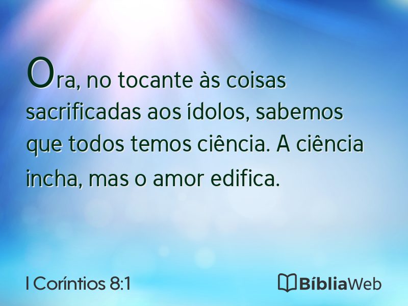 I Coríntios 8:1 em imagem para compartilhar