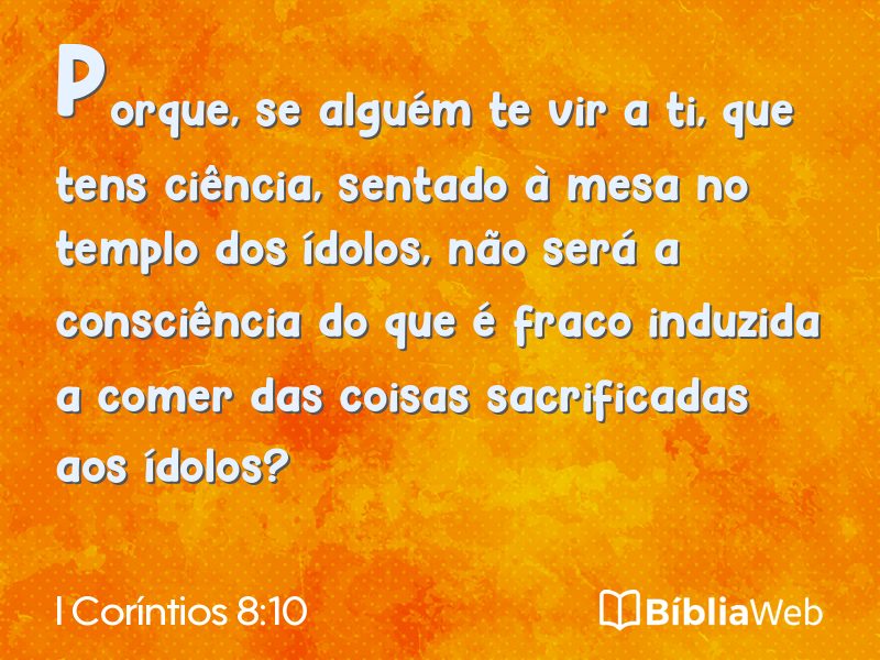 I Coríntios 8:10 em imagem para compartilhar