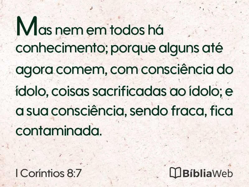 I Coríntios 8:7 em imagem para compartilhar