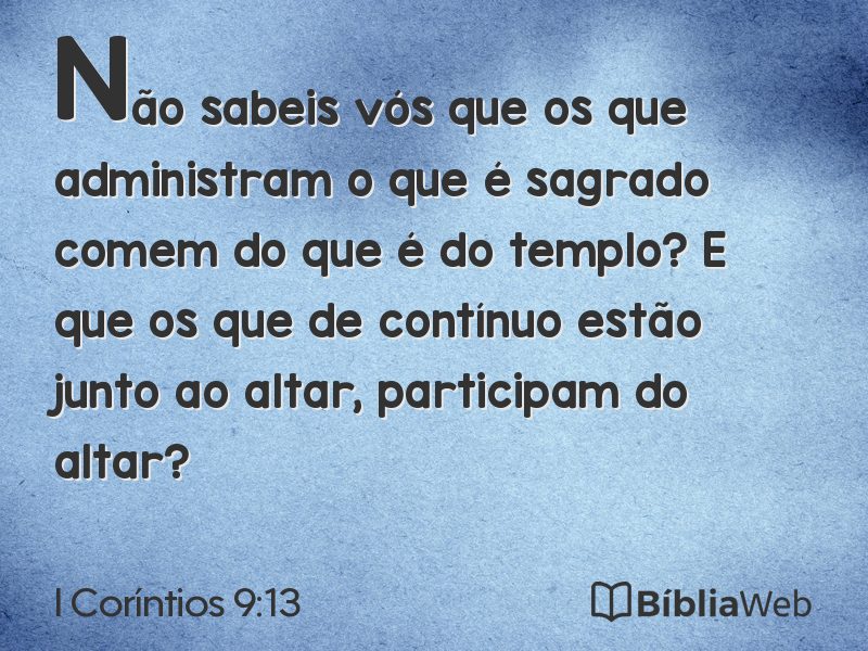 I Coríntios 9:13 em imagem para compartilhar