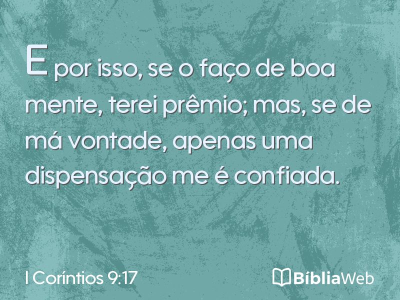 I Coríntios 9:17 em imagem para compartilhar