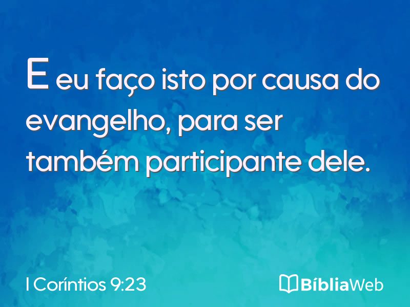 I Coríntios 9:23 em imagem para compartilhar