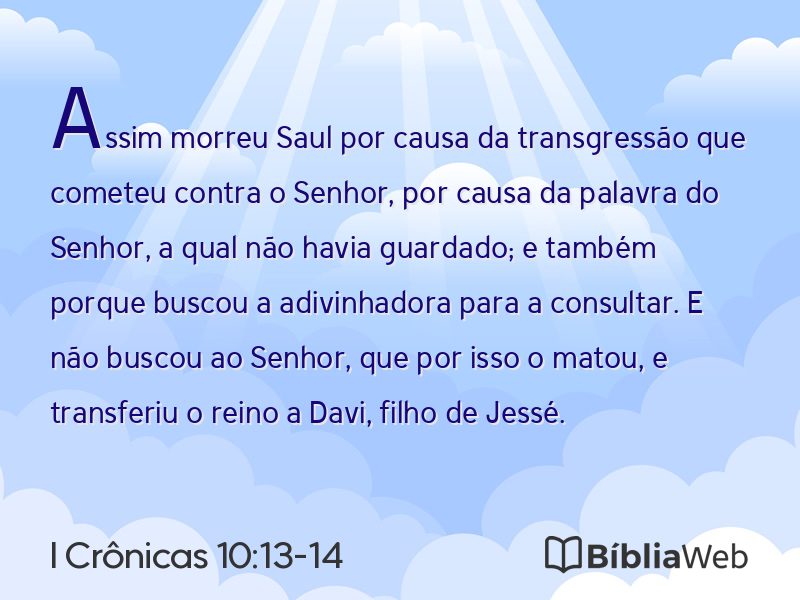 I Crônicas 10:13-14 em imagem para compartilhar