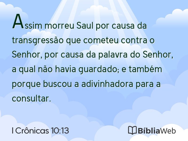 I Crônicas 10:13 em imagem para compartilhar
