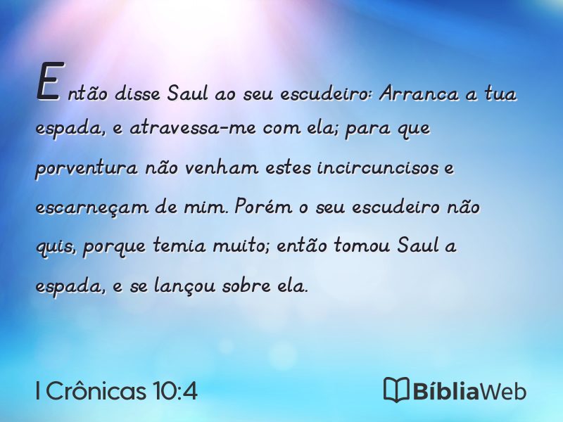 I Crônicas 10:4 em imagem para compartilhar