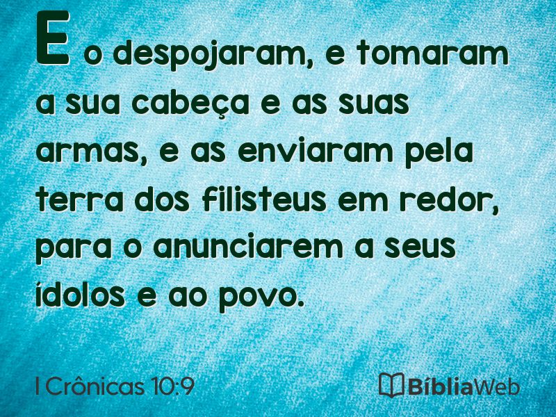 I Crônicas 10:9 em imagem para compartilhar