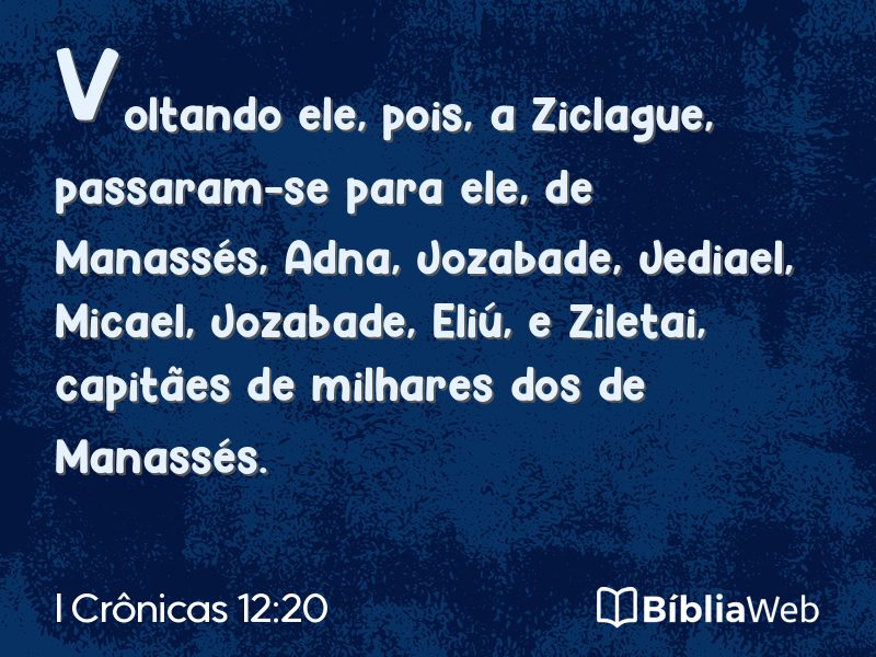 I Crônicas 12:20 em imagem para compartilhar