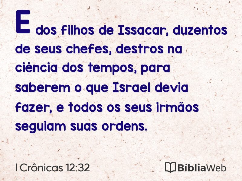 I Crônicas 12:32 em imagem para compartilhar