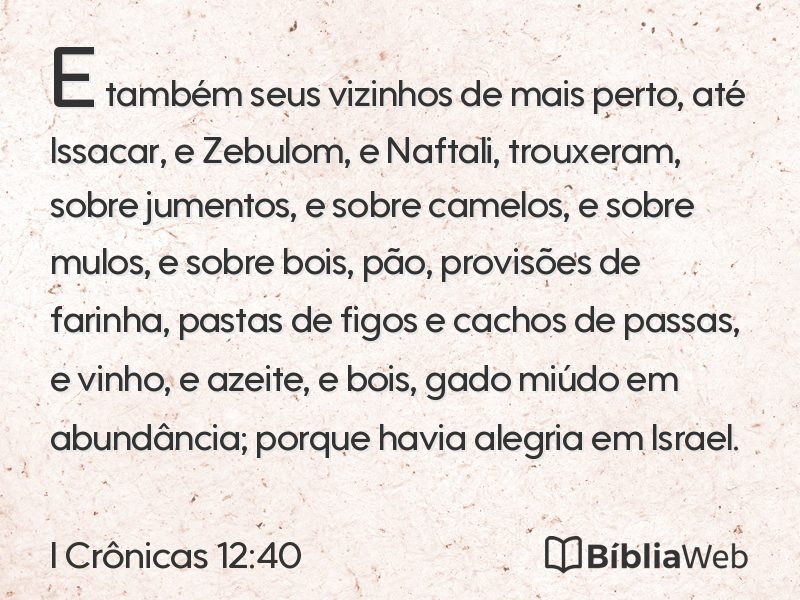 I Crônicas 12:40 em imagem para compartilhar