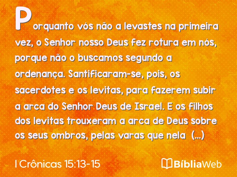 I Crônicas 15:13-15 em imagem para compartilhar