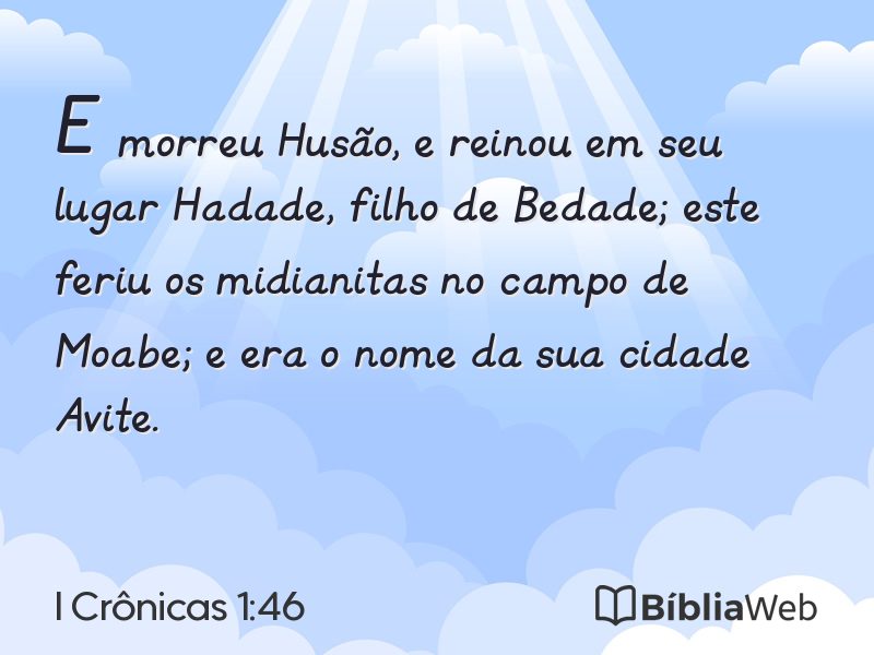 I Crônicas 1:46 em imagem para compartilhar