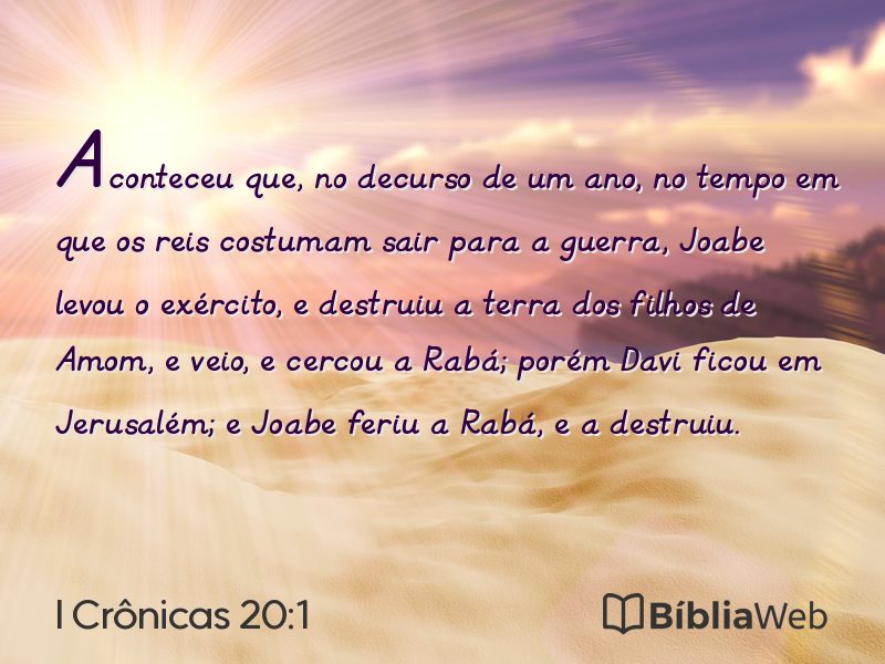I Crônicas 20:1 em imagem para compartilhar