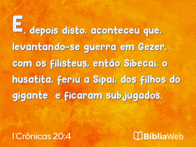I Crônicas 20:4 em imagem para compartilhar