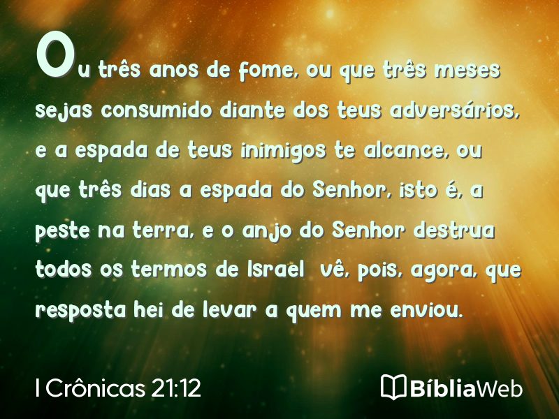 I Crônicas 21:12 em imagem para compartilhar