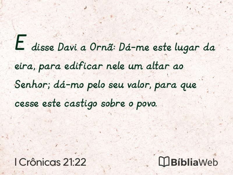 I Crônicas 21:22 em imagem para compartilhar