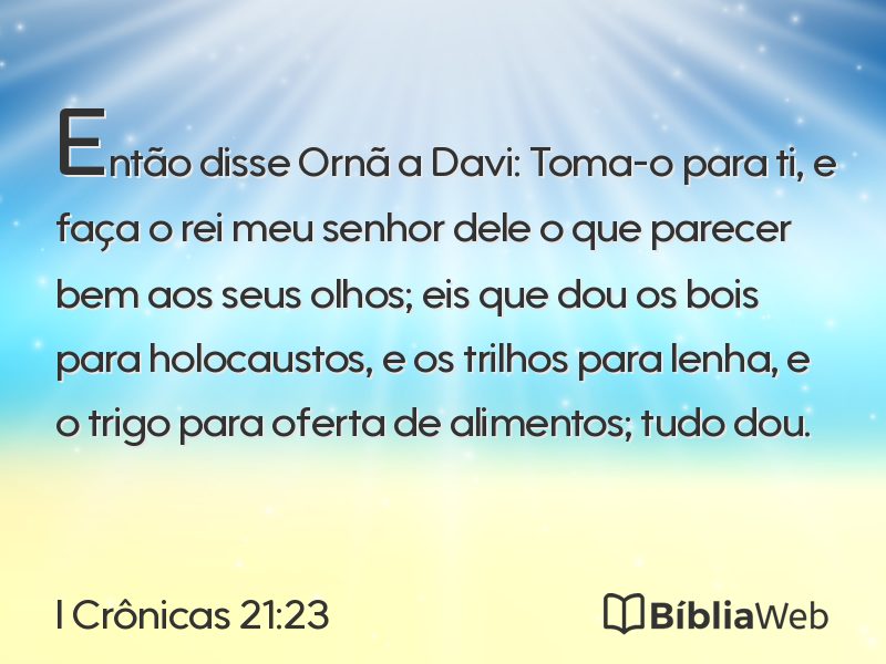 I Crônicas 21:23 em imagem para compartilhar