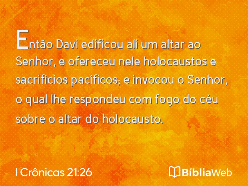 I Crônicas 21:26 em imagem para compartilhar