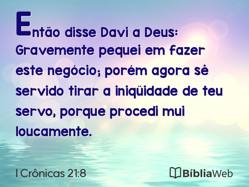 I Crônicas 21:8 em imagem para compartilhar