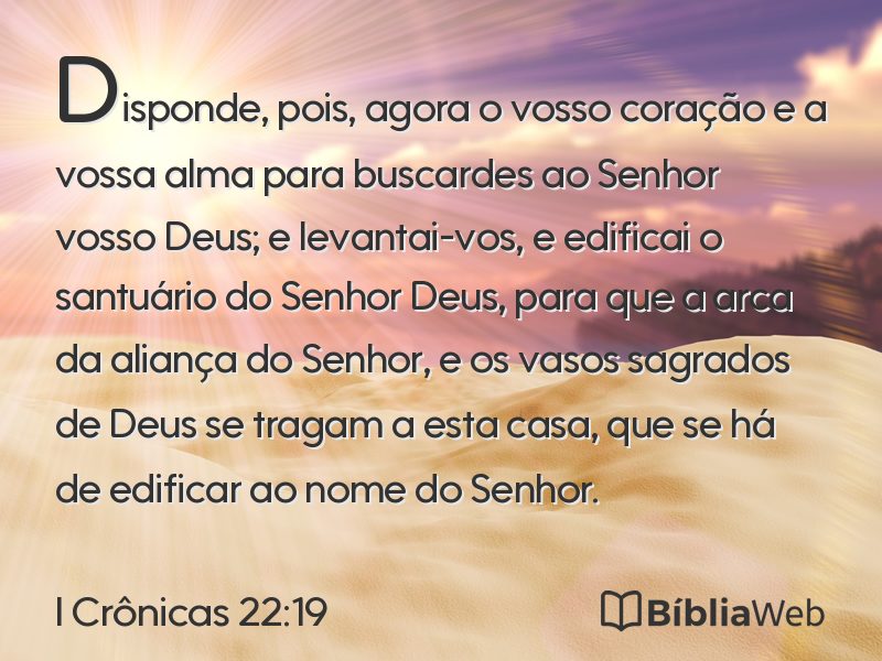 I Crônicas 22:19 em imagem para compartilhar