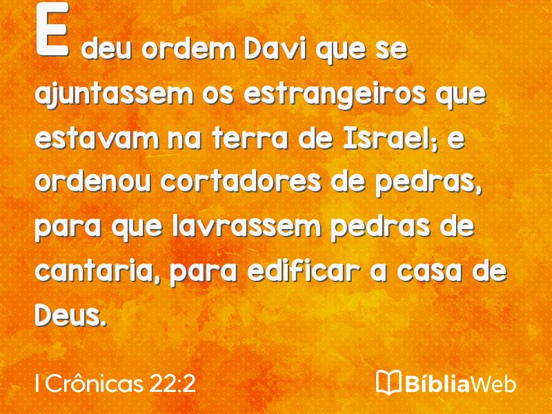 I Crônicas 22:2 em imagem para compartilhar