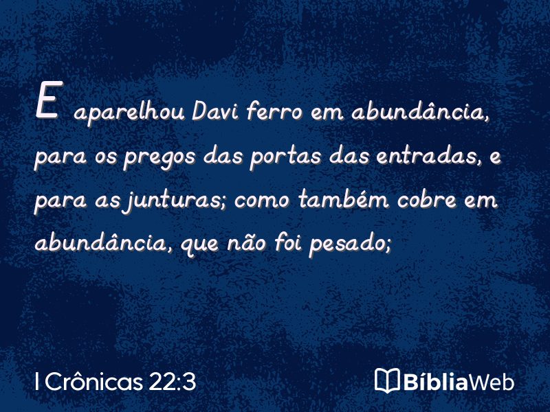 I Crônicas 22:3 em imagem para compartilhar