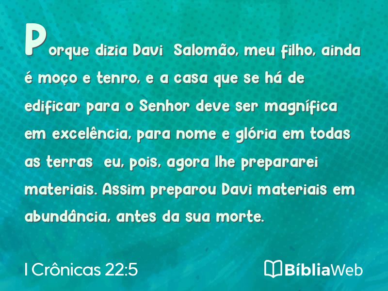 I Crônicas 22:5 em imagem para compartilhar