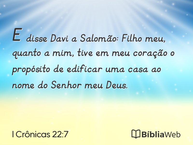 I Crônicas 22:7 em imagem para compartilhar