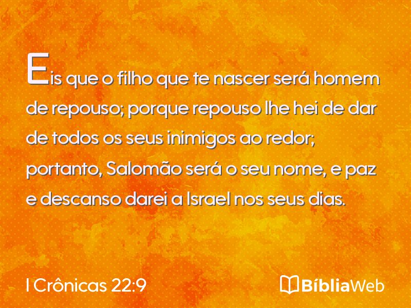 I Crônicas 22:9 em imagem para compartilhar