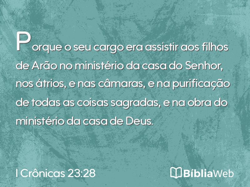 I Crônicas 23:28 em imagem para compartilhar