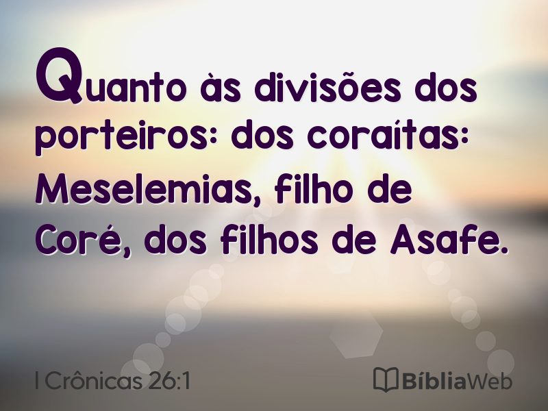 I Crônicas 26:1 em imagem para compartilhar