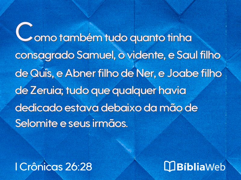 I Crônicas 26:28 em imagem para compartilhar
