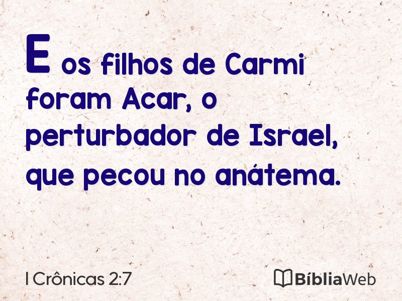 I Crônicas 2:7 em imagem para compartilhar