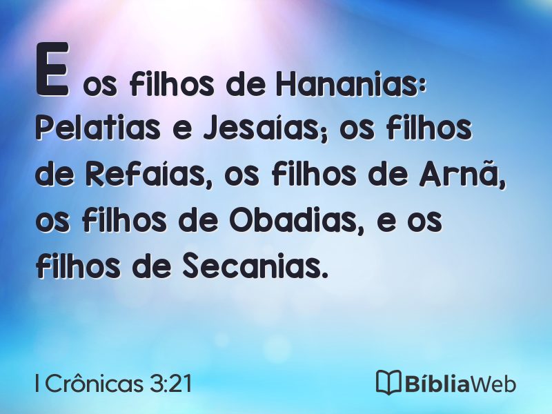 I Crônicas 3:21 em imagem para compartilhar
