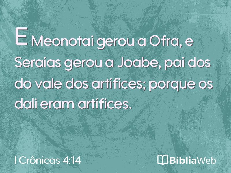 I Crônicas 4:14 em imagem para compartilhar