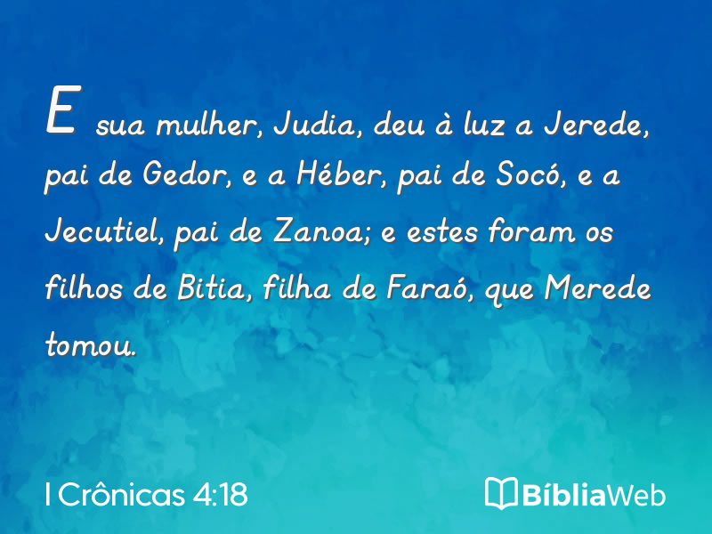 I Crônicas 4:18 em imagem para compartilhar