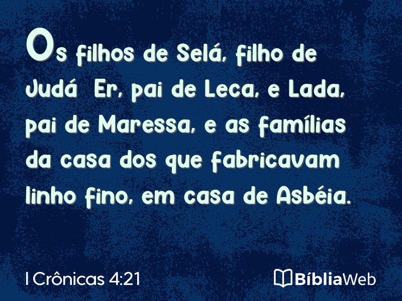 I Crônicas 4:21 em imagem para compartilhar