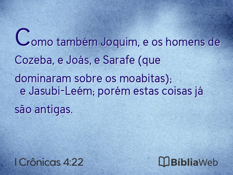 I Crônicas 4:22 em imagem para compartilhar