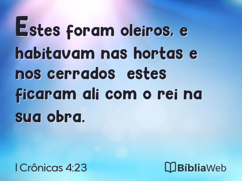 I Crônicas 4:23 em imagem para compartilhar