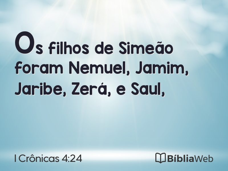 I Crônicas 4:24 em imagem para compartilhar