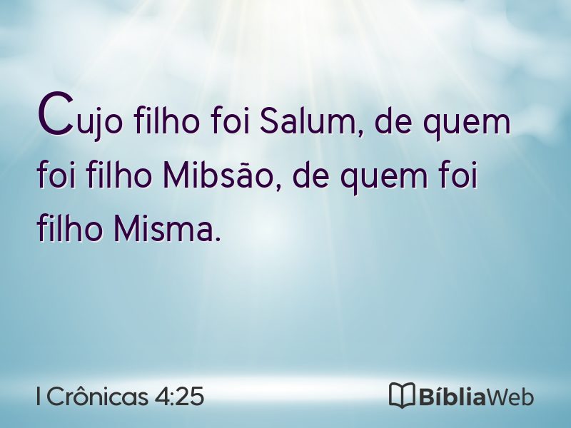 I Crônicas 4:25 em imagem para compartilhar