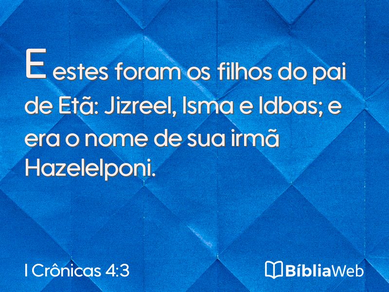 I Crônicas 4:3 em imagem para compartilhar